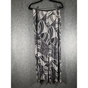Chicos Pants Women 1 Medium Black Travelers Artsy Art‎ To wear Stretch Pull On